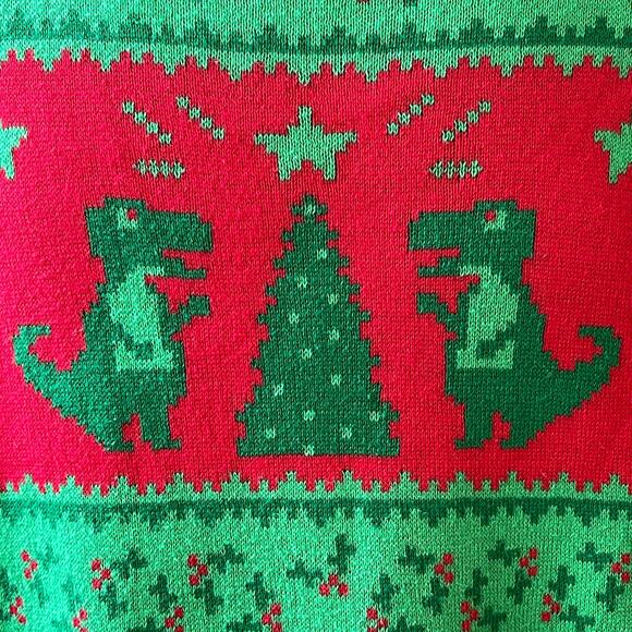 Alex Stevens 8 Bit Digital Dinosaur Ugly Christmas Sweater Size Medium - Picture 2 of 5